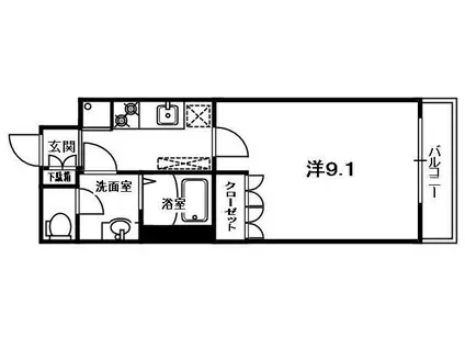 ヴェルダンディ(1K/1階)の間取り写真