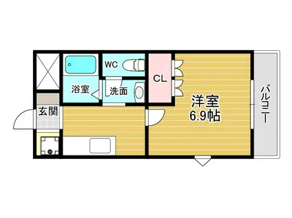 メゾンリュミエール(1K/2階)の間取り写真