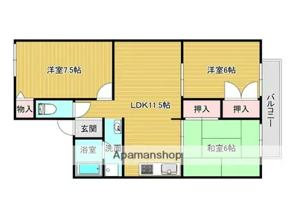 ディアコート(3LDK/1階)の間取り写真
