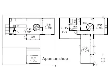 奈良線 城陽駅 徒歩23分 2階建 築21年(3SLDK)の間取り写真