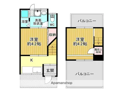 宇治市小倉町南堀池60−18貸家(2K)の間取り写真