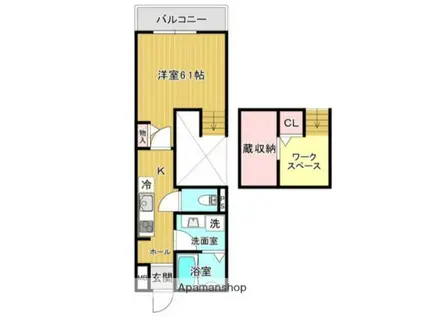 BELLE LEAD田辺北里(1K/2階)の間取り写真