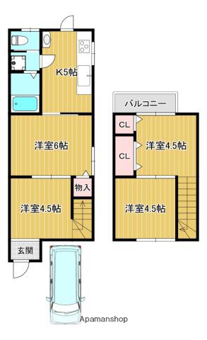 近鉄京都線 小倉駅(京都) 徒歩9分 2階建 築61年(4K)の間取り写真