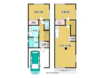 奈良線 新田駅(京都) 徒歩14分 2階建 築2年(2LDK)の間取り写真