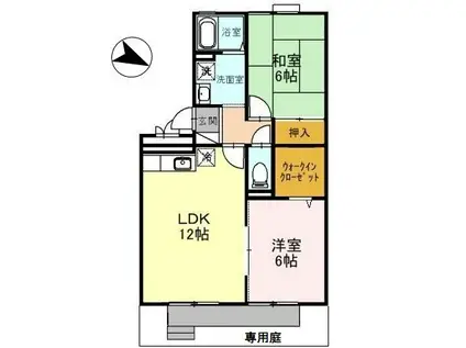 リビングタウン木津南A棟(2LDK/1階)の間取り写真