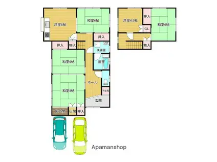 片町線 大住駅 徒歩9分 2階建 築42年(5DK)の間取り写真