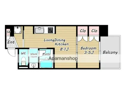 BRILLIATOWER箕面船場TOP OF THE HILL(1LDK/11階)の間取り写真