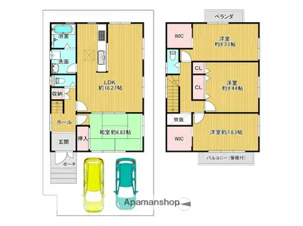 片町線 大住駅 徒歩18分 2階建 築9年(4LDK)の間取り写真