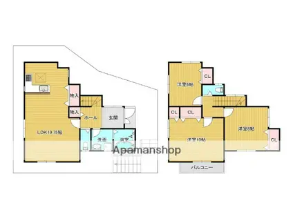 京田辺市薪里ノ内2期18号地(3LDK/2階)の間取り写真