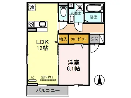 エクセレンス大畔(1LDK/2階)の間取り写真