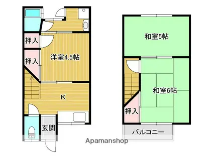 城陽市平川野原39−29貸家(3K)の間取り写真