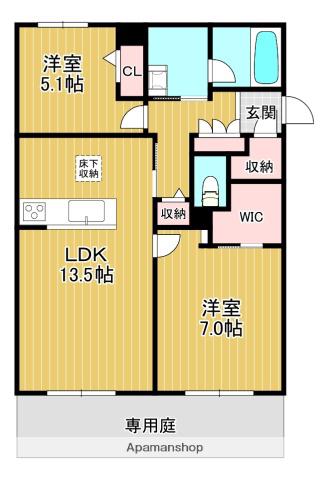 グランドルフ(2LDK/1階)の間取り写真