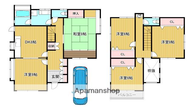 近鉄京都線 久津川駅 徒歩18分 2階建 築36年(5DK)の間取り写真