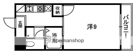 ジュネス京田辺(1K/3階)の間取り写真