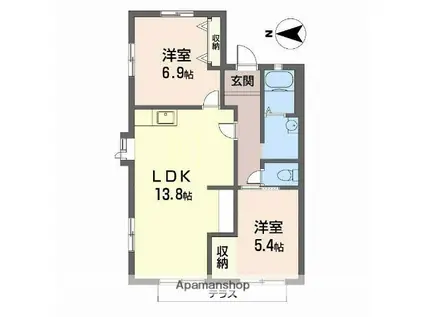 アーバンドリーム(2LDK/1階)の間取り写真