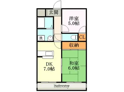 カーサヒラキ(2DK/2階)の間取り写真