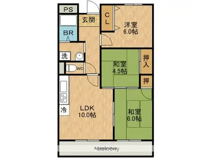 ブライトンヒル佐伯(3LDK/1階)の間取り写真
