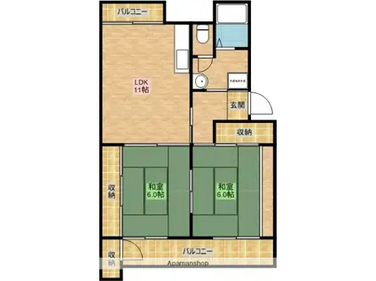 CASA辻久(2LDK/3階)の間取り写真