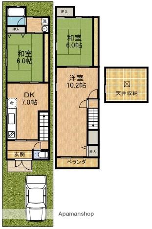 奈良線 JR小倉駅 徒歩8分 2階建 築39年(3DK)の間取り写真