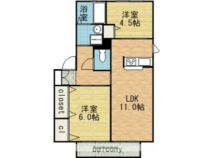 シャーメゾンコモド(2LDK/1階)の間取り写真