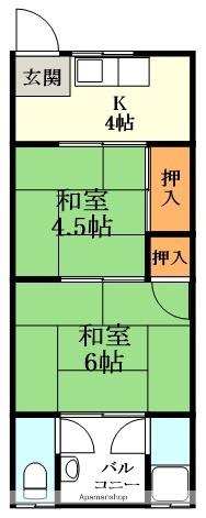 コーポ富野(2K/2階)の間取り写真