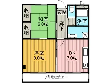 メゾンドゥ木幡(2DK/2階)の間取り写真