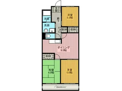 リエス宇治三室戸(3DK/2階)の間取り写真