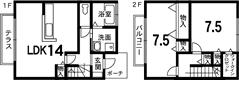 コンフォール花園(2LDK)の間取り写真