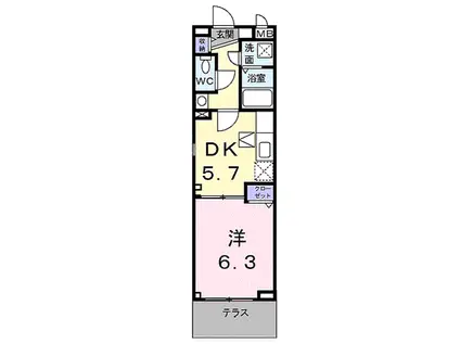 ミルメゾンT(1DK/1階)の間取り写真