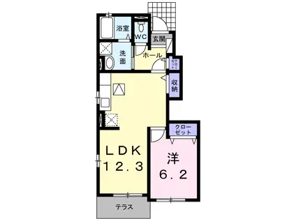 マサール哲学の道(1LDK/1階)の間取り写真