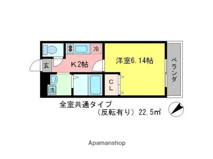 アムール賀茂川(1K/2階)の間取り写真