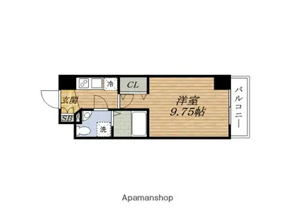 サンレムートESAKA 1ST(1K/4階)の間取り写真