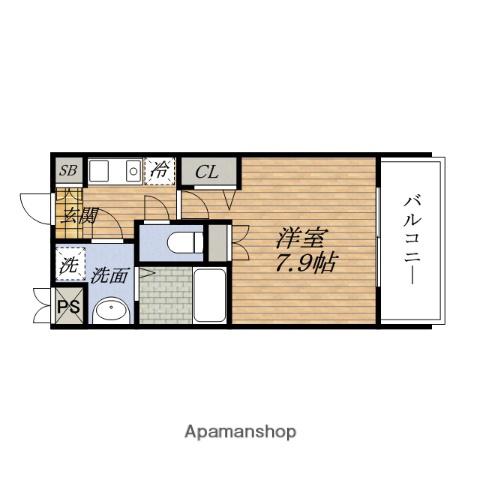 アーデンESAKAⅢ(1K/2階)の間取り写真