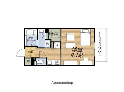 セイルESAKAKOUEN(1K/2階)の間取り写真