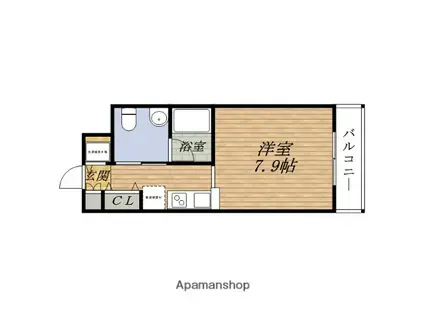 レジディアESAKA(1K/2階)の間取り写真