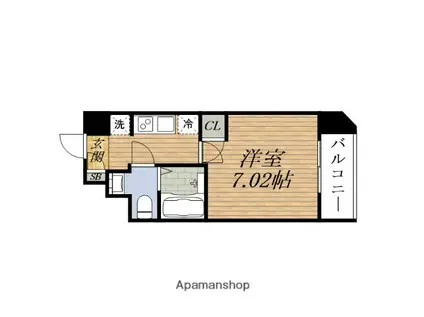 ドゥーエESAKAⅢ(1K/8階)の間取り写真