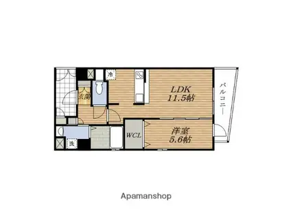 アグレアーブル(1LDK/2階)の間取り写真