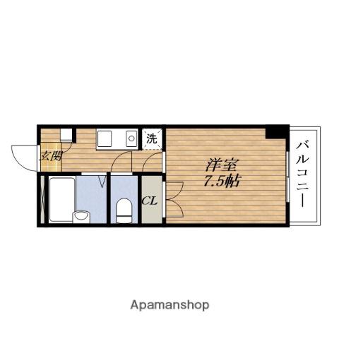 グランコート ESAKA(1K/1階)の間取り写真