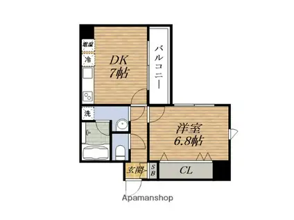 サンレムートESAKA2ND(1DK/6階)の間取り写真