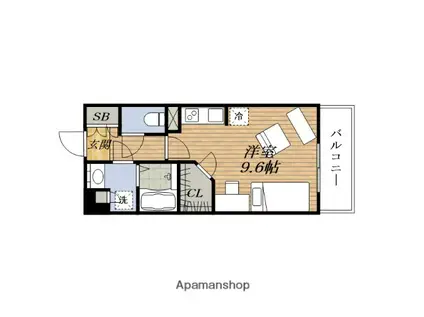 アパートメンツ江坂(ワンルーム/2階)の間取り写真