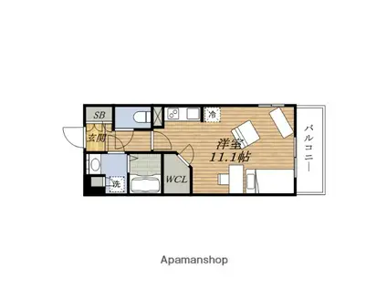 アパートメンツ江坂(ワンルーム/7階)の間取り写真