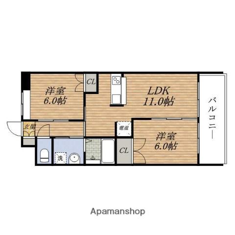 第20セキネマンション(2LDK/6階)の間取り写真