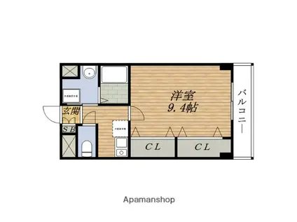 プラシード(1K/1階)の間取り写真