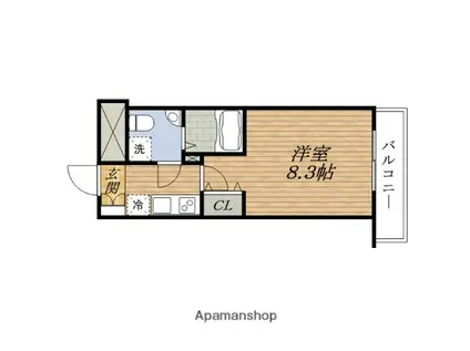 SERENITE江坂四番館(1K/2階)の間取り写真