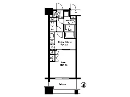 ポートヴィラ靭公園(1DK/7階)の間取り写真