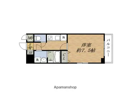 ESLEAD江坂垂水町(1K/9階)の間取り写真
