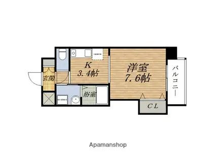 サウス アルカディア(1K/2階)の間取り写真