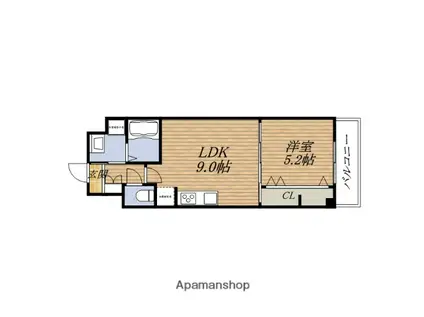 ハーヴェストESAKA(1LDK/2階)の間取り写真
