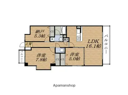 メゾン ド フルール(3LDK/3階)の間取り写真