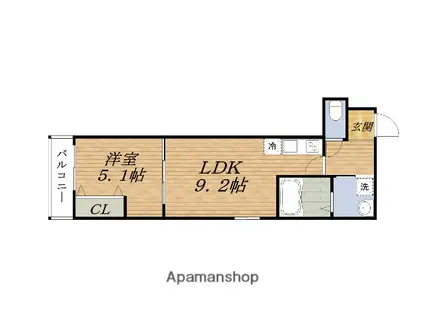 FUJIPALACE阪急豊津駅南Ⅱ番館(1LDK/3階)の間取り写真